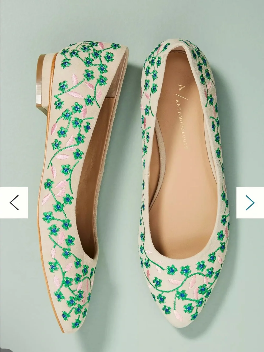 Anthropologie Floral Vine Ballet Flats